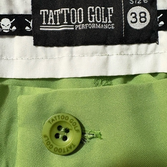 Tattoo Golf Green Flat Front Performance Golf Shorts. Size 38 - Picture 6 of 10